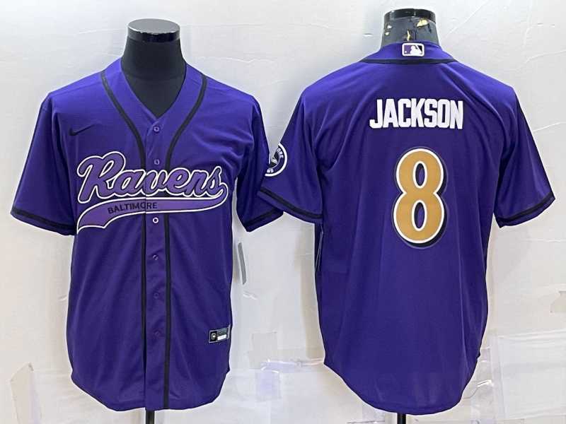 Men%27s Baltimore Ravens #8 Lamar Jackson Black Gold With Patch Cool Base Stitched Baseball Jersey